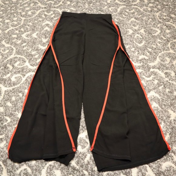 Black and Red Stripe Split Side Parachute Pants - Picture 9 of 10